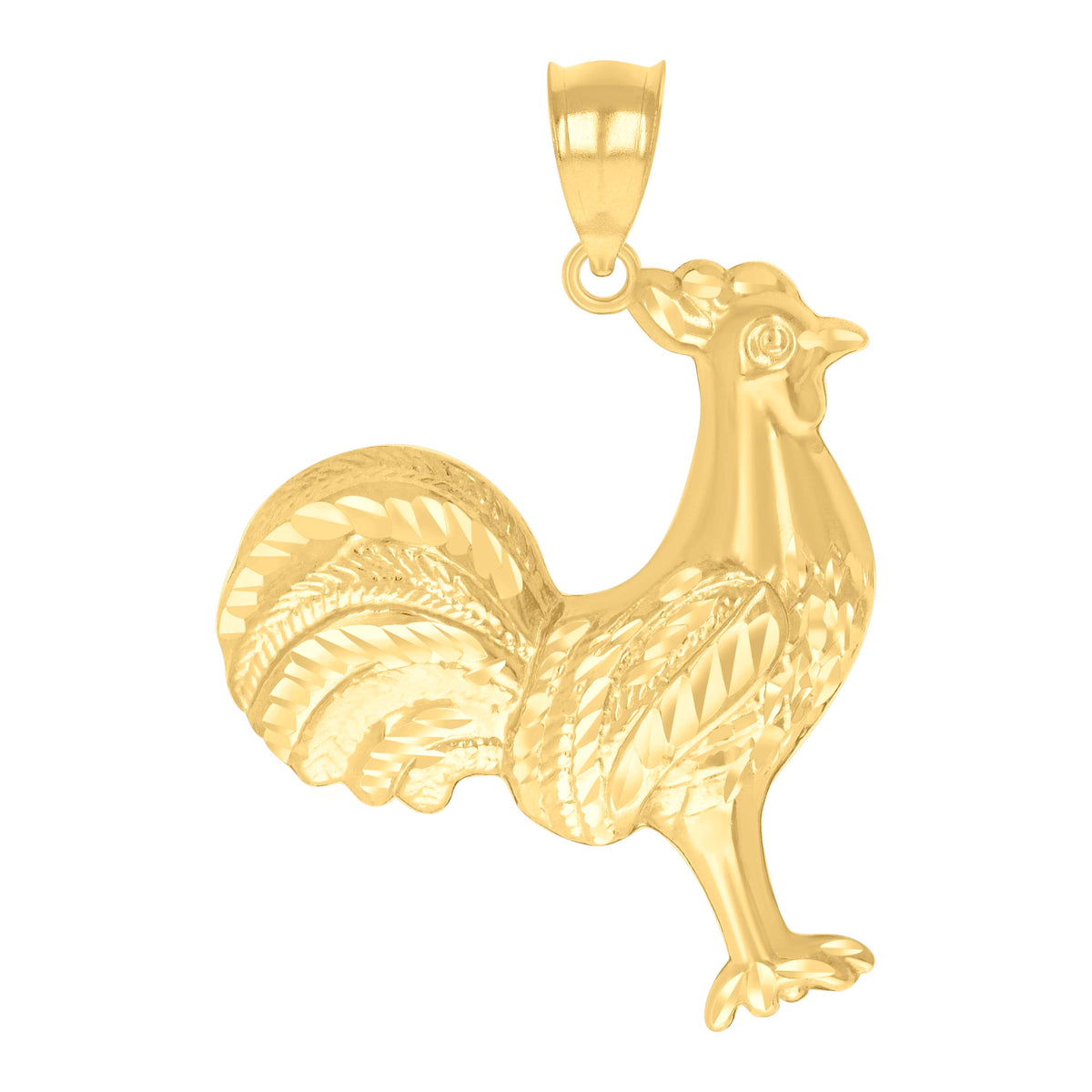 10kt Yellow Gold Mens Rooster Bird Wildlife Charm Pendant