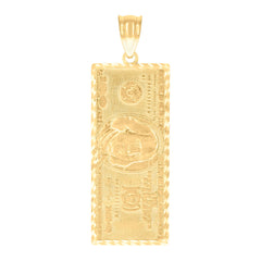 10kt Yellow Gold Mens 100 Dollar Bill Currency Charm Pendant