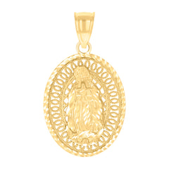 10kt Yellow Gold Unisex Oval Guadalupe Religious Charm Pendant