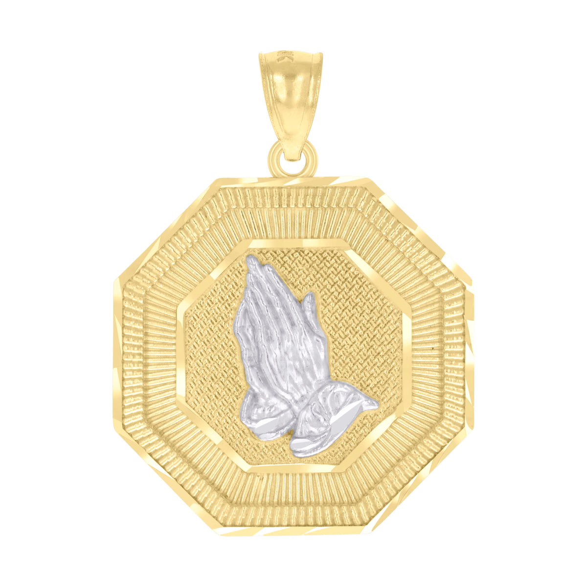 10kt Two-tone Gold Mens Praying Hands Symbol Religious Charm Pendant