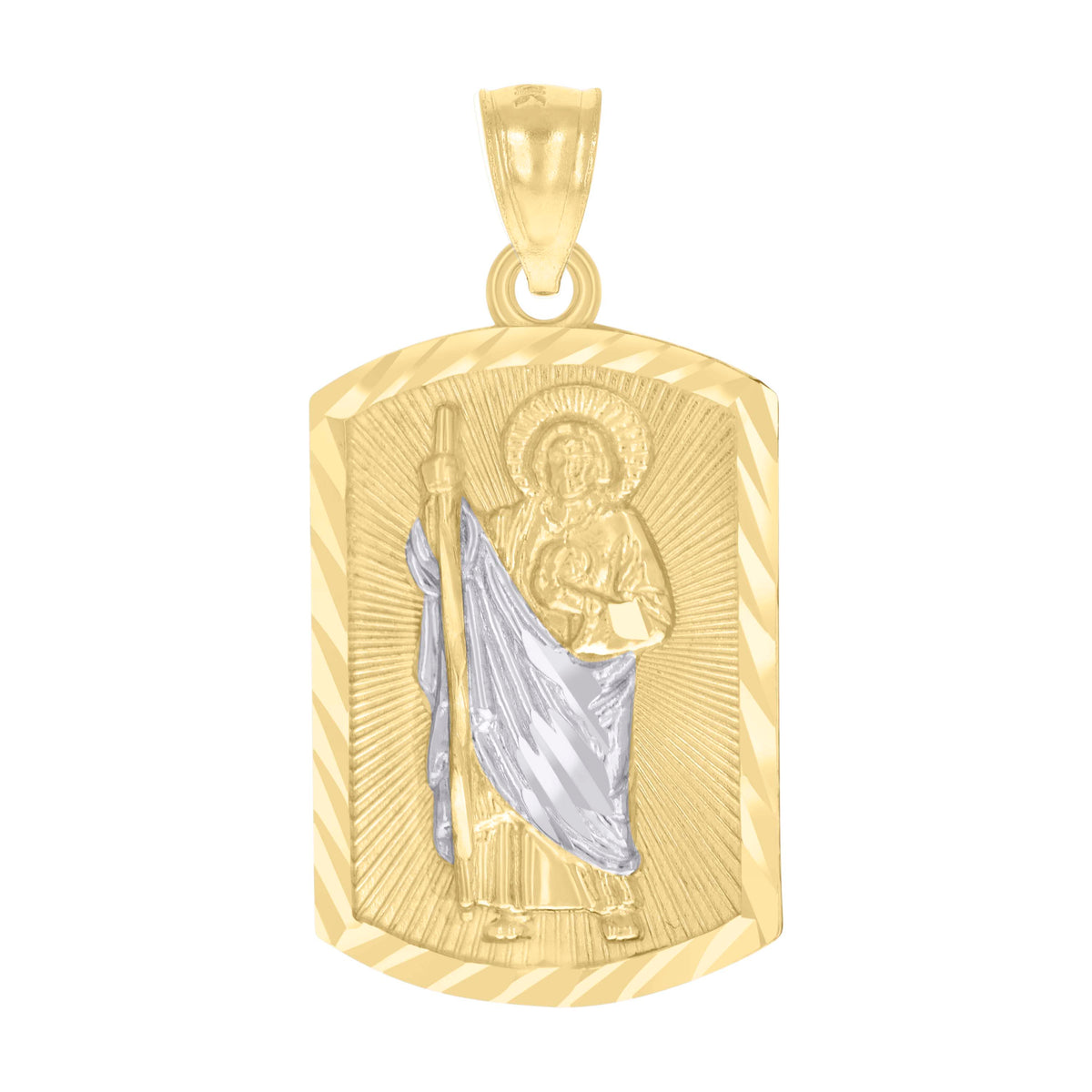 10kt Two-tone Gold Mens St. Jude Religious Charm Pendant