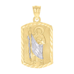 10kt Two-tone Gold Mens St. Jude Religious Charm Pendant