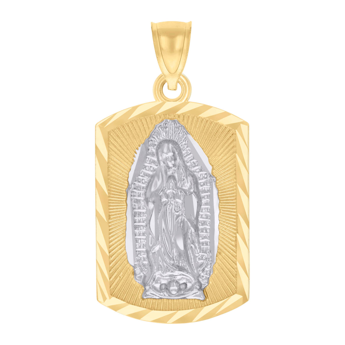 14kt Two-tone Gold Mens Guadalupe Religious Charm Pendant