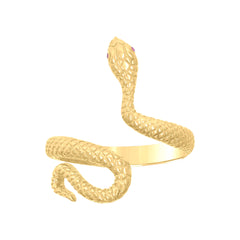 14kt Yellow Gold Womens Pink Cubic-Zirconia Snake Reptile Wildlife Ring