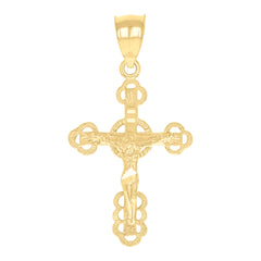 10kt Yellow Gold Womens Crucifix Cross Religious Charm Pendant