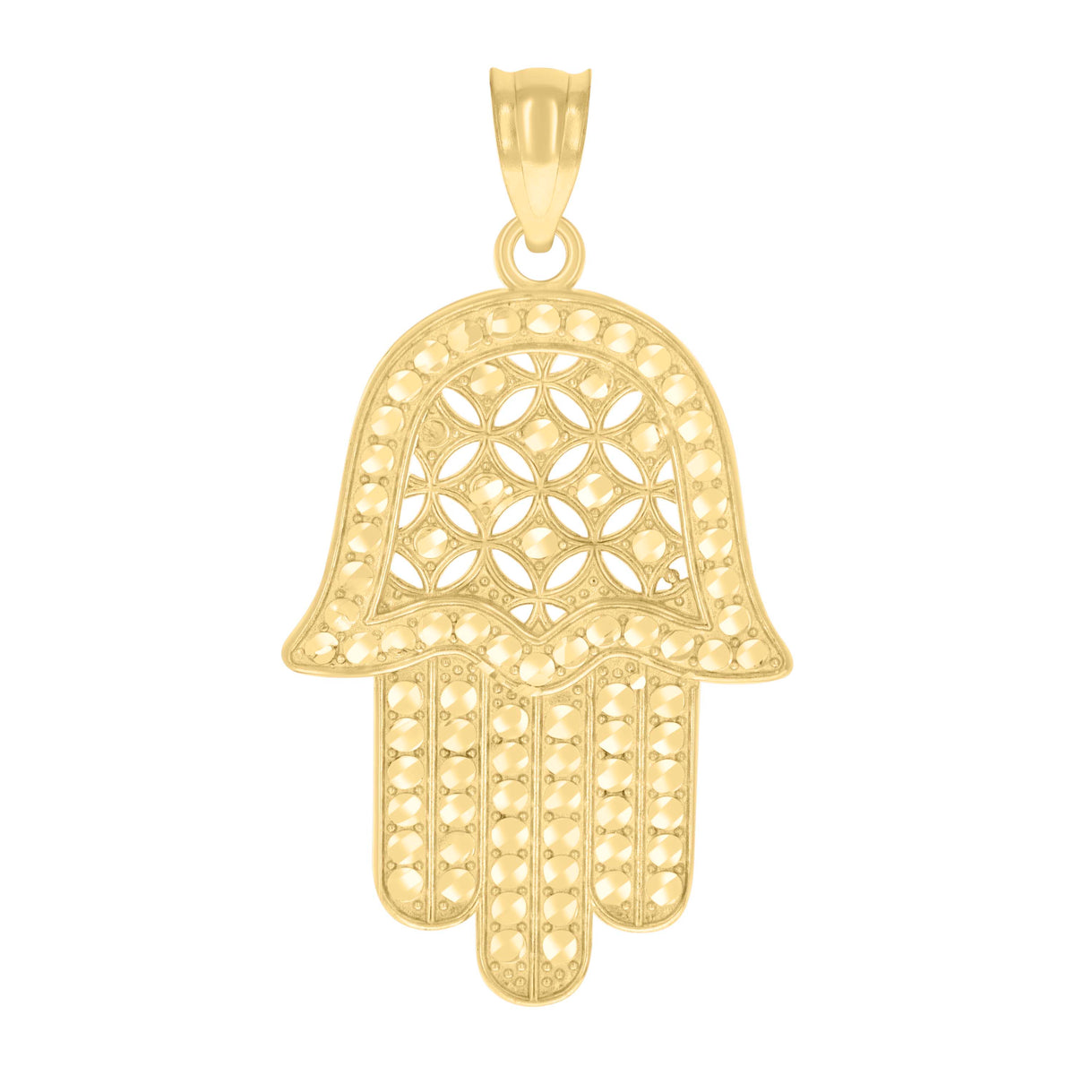 10kt Yellow Gold Unisex Hamsa Symbol Religious Charm Pendant