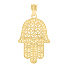 10kt Yellow Gold Unisex Hamsa Symbol Religious Charm Pendant