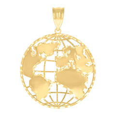 10kt Yellow Gold Mens World Map Charm Pendant