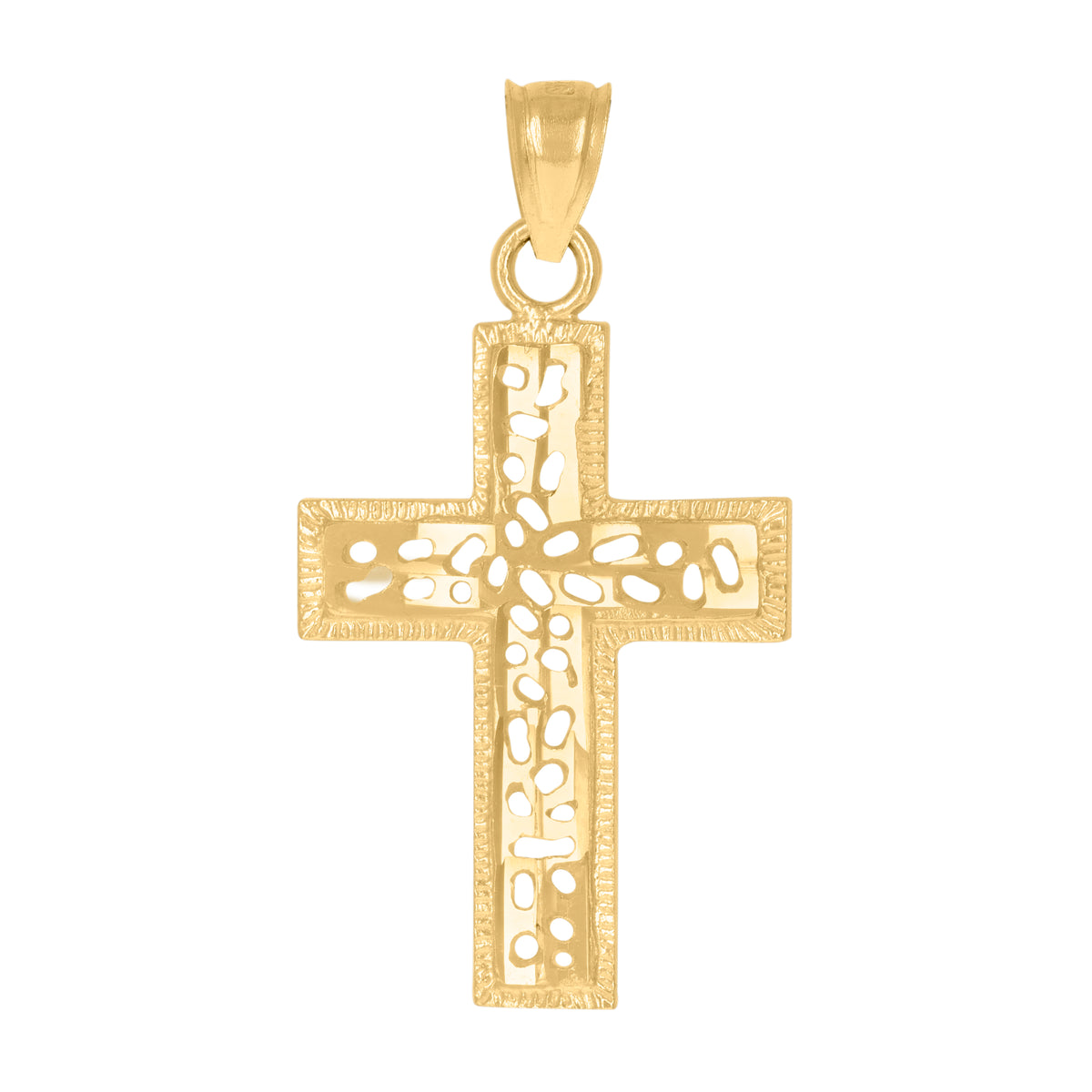 10kt Yellow Gold Mens Women Cut-Out Design Cross Religious Charm Pendant