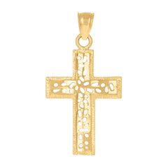 10kt Yellow Gold Mens Women Cut-Out Design Cross Religious Charm Pendant