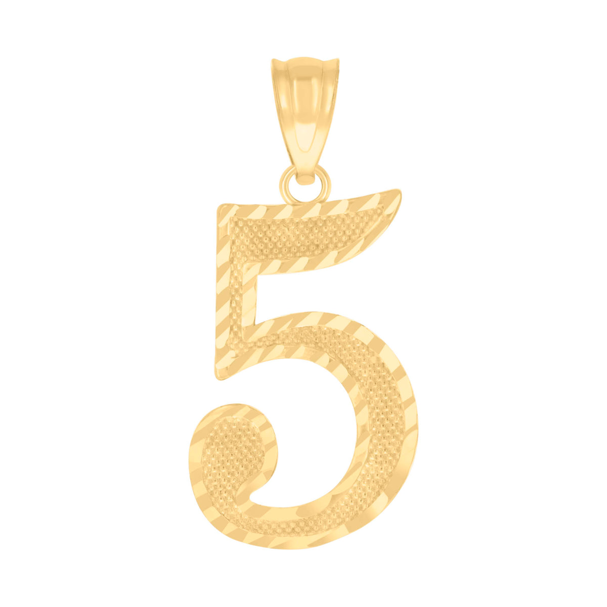10Kt Yellow Gold Unisex Number 5 Charm Pendant