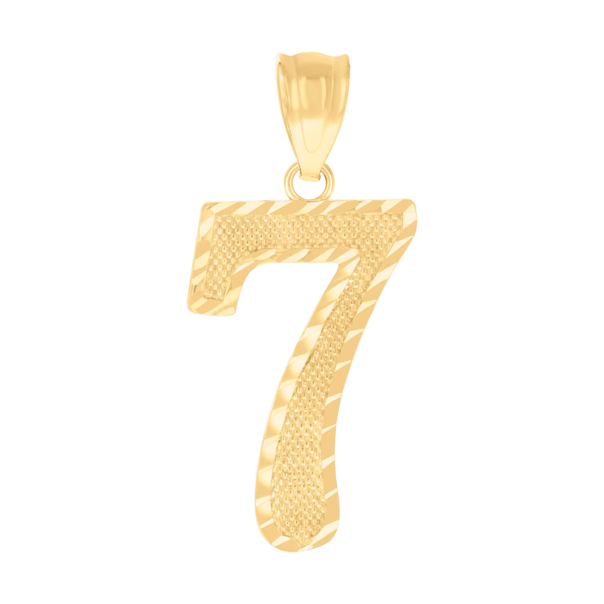 10Kt Yellow Gold Unisex Number 7 Charm Pendant