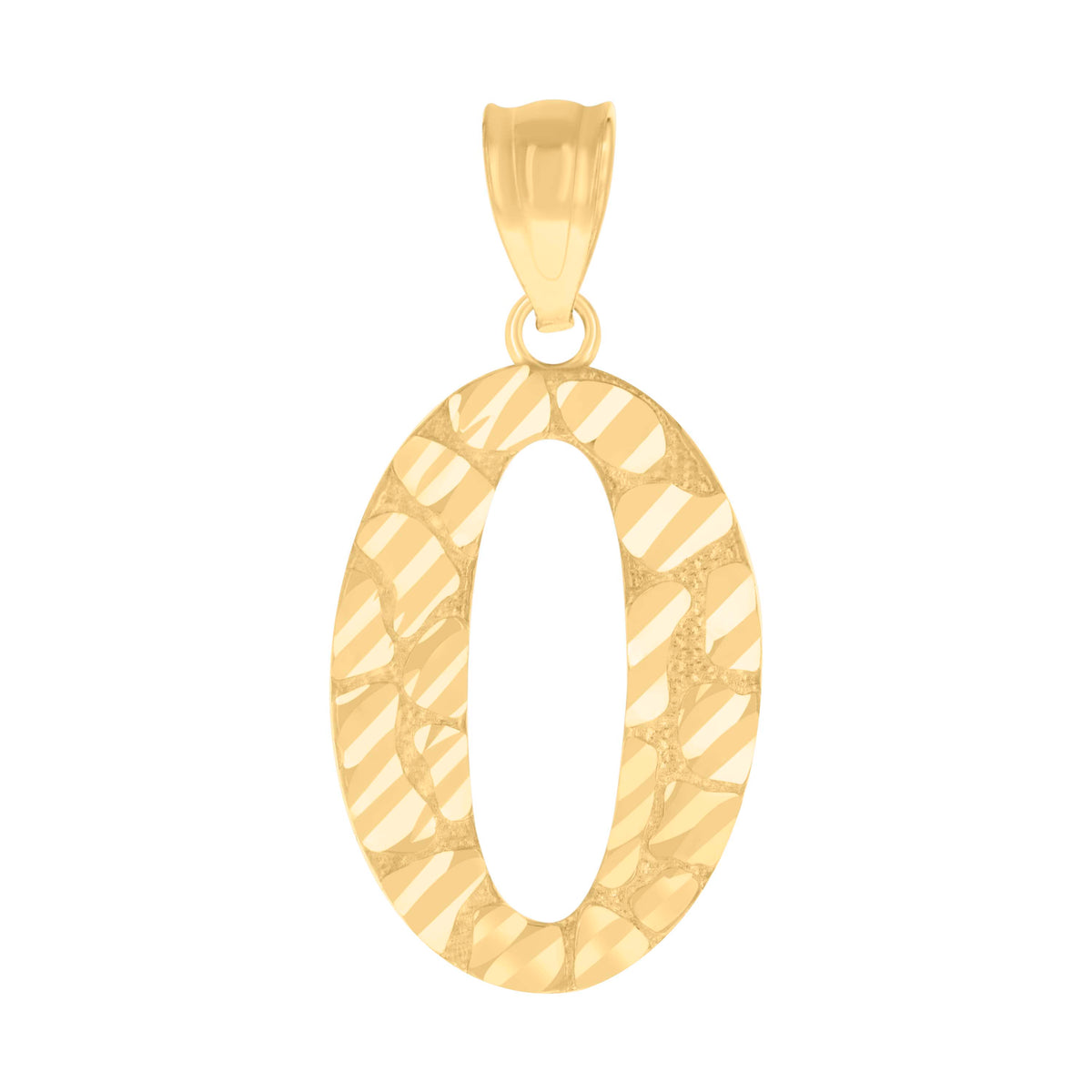 10Kt Yellow Gold Unisex Number 0 Nugget Charm Pendant