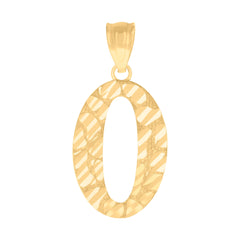 10Kt Yellow Gold Unisex Number 0 Nugget Charm Pendant
