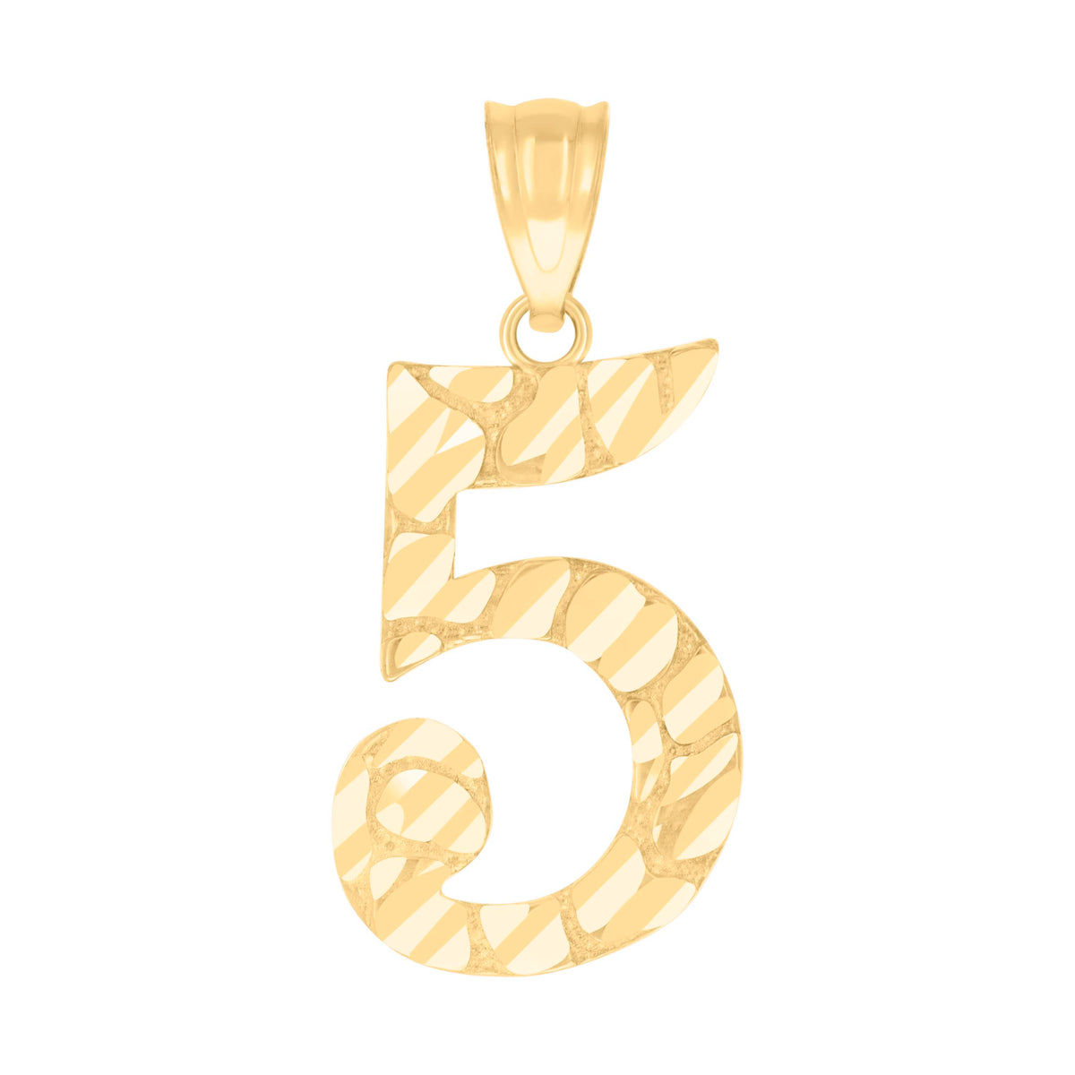 10Kt Yellow Gold Unisex Number 5 Nugget Charm Pendant