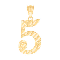 10Kt Yellow Gold Unisex Number 5 Nugget Charm Pendant