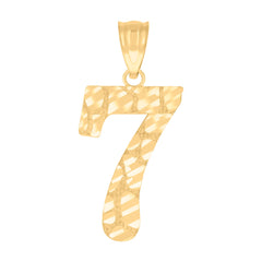 10Kt Yellow Gold Unisex Number 7 Nugget Charm Pendant
