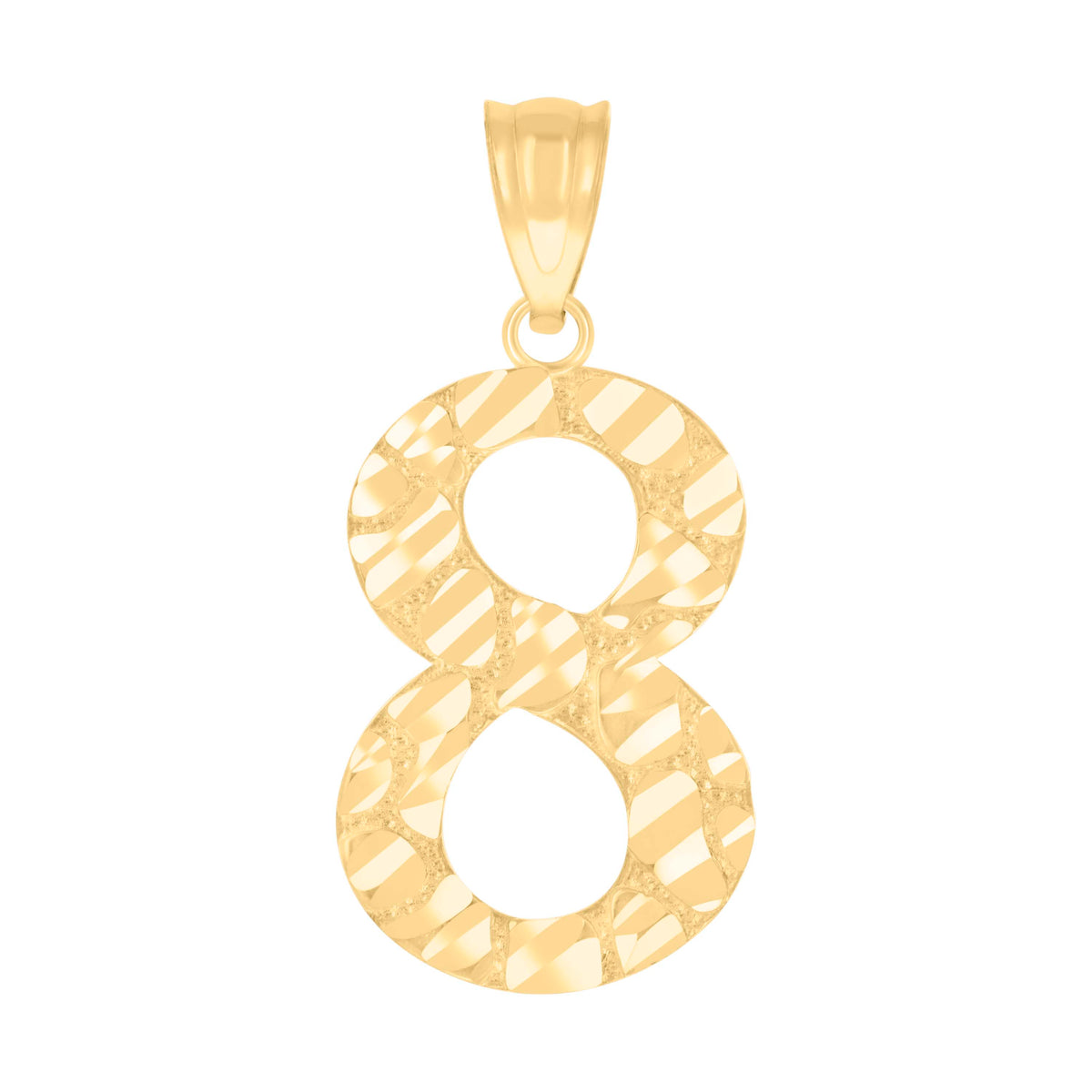 10Kt Yellow Gold Unisex Number 8 Nugget Charm Pendant
