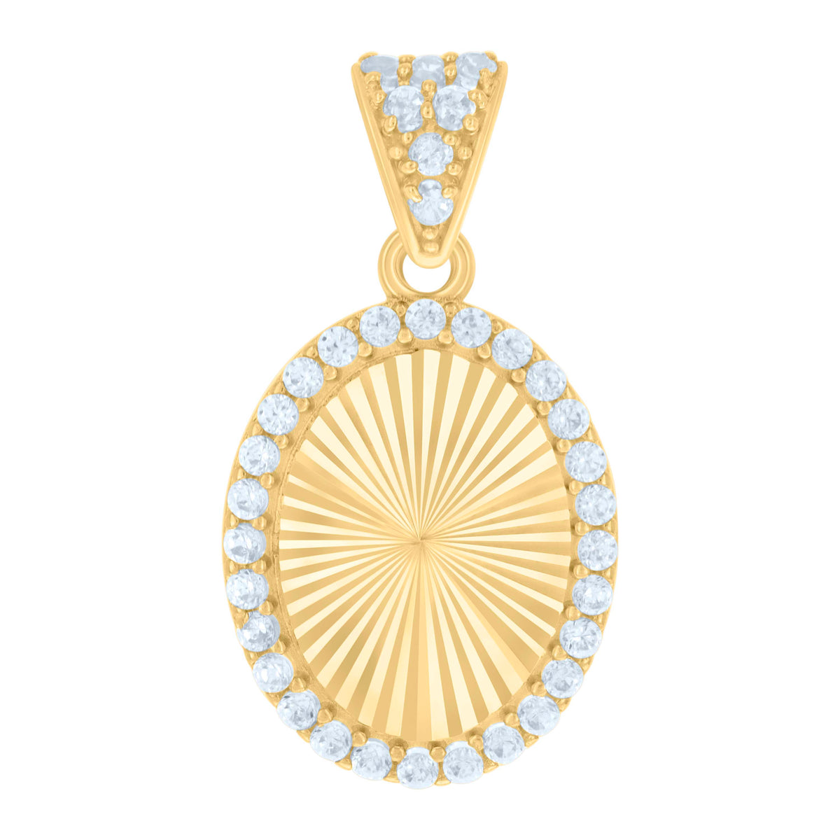 10kt Yellow Gold Womens Cubic-Zirconia Oval Photo Frame Charm Pendant