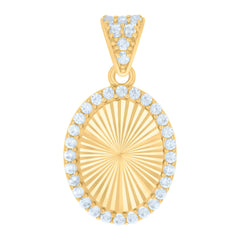 10kt Yellow Gold Womens Cubic-Zirconia Oval Photo Frame Charm Pendant