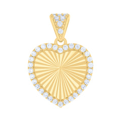 10kt Yellow Gold Womens Cubic-Zirconia Heart Photo Frame Charm Pendant