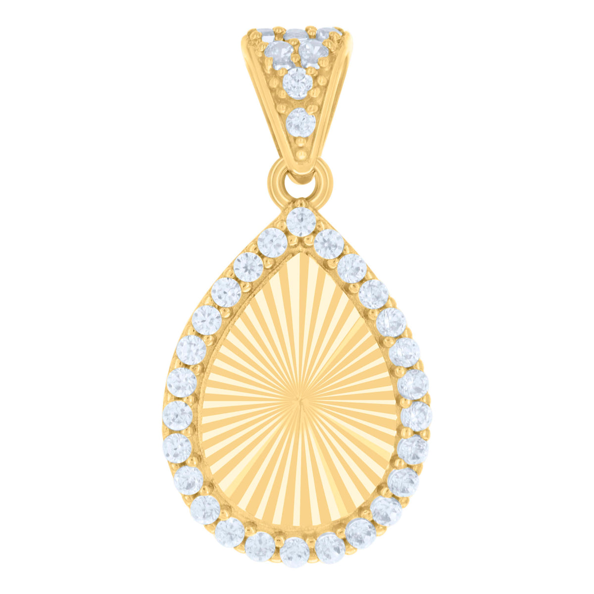 10kt Yellow Gold Womens Cubic-Zirconia Tear Drop Photo Frame Charm Pendant