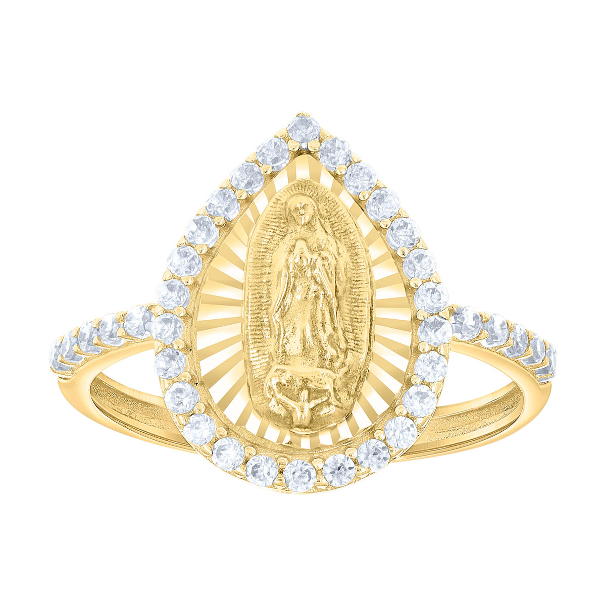 10kt Yellow Gold Womens Cubic-Zirconia Tear Drop Fashion Ring