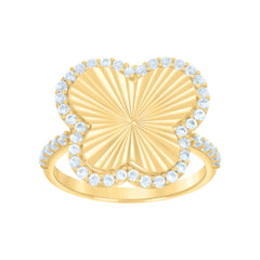 10kt Yellow Gold Womens Cubic-Zirconia Butterfly Fashion Ring