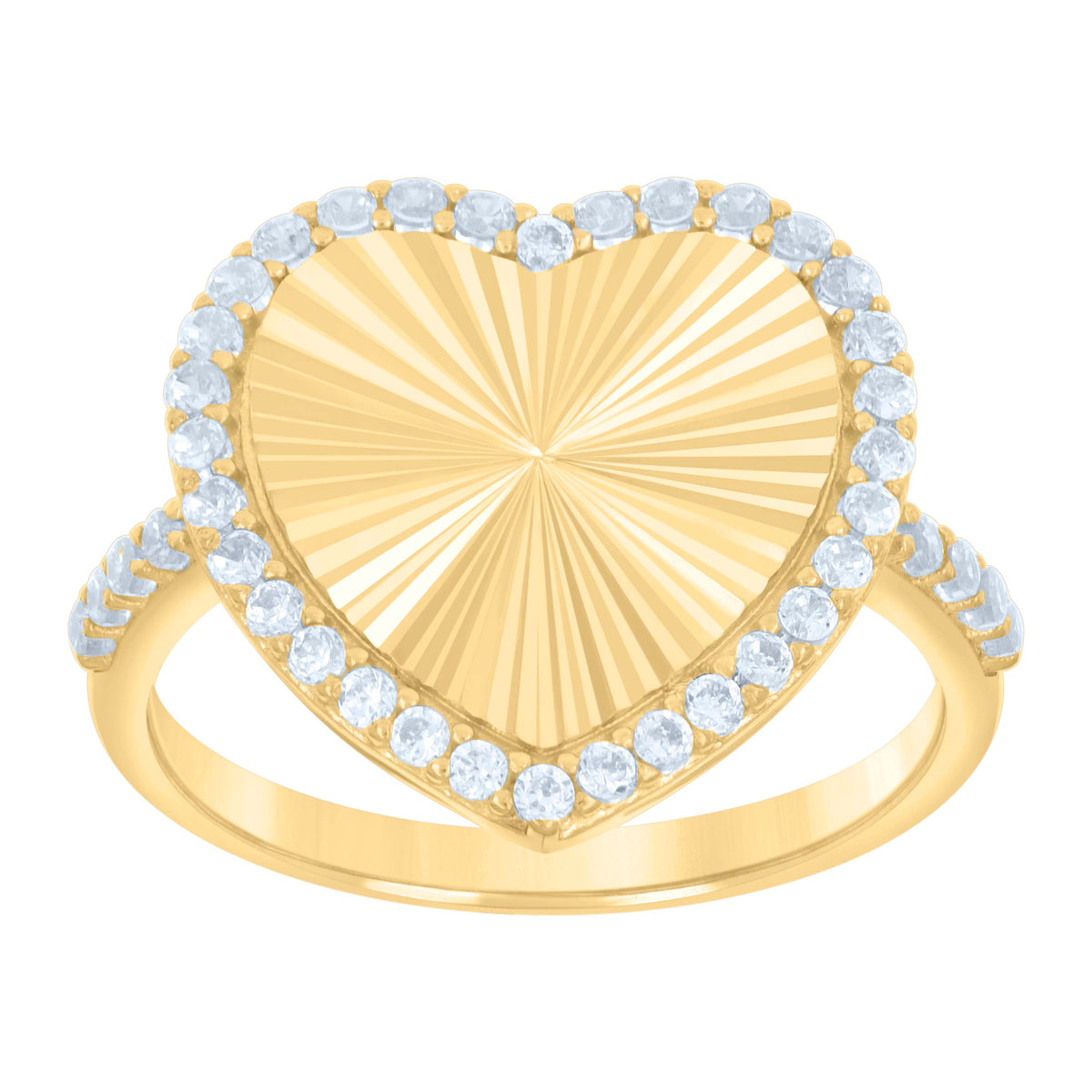 10kt Yellow Gold Womens Cubic-Zirconia V-Shaped Fashion Ring