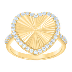 10kt Yellow Gold Womens Cubic-Zirconia V-Shaped Fashion Ring
