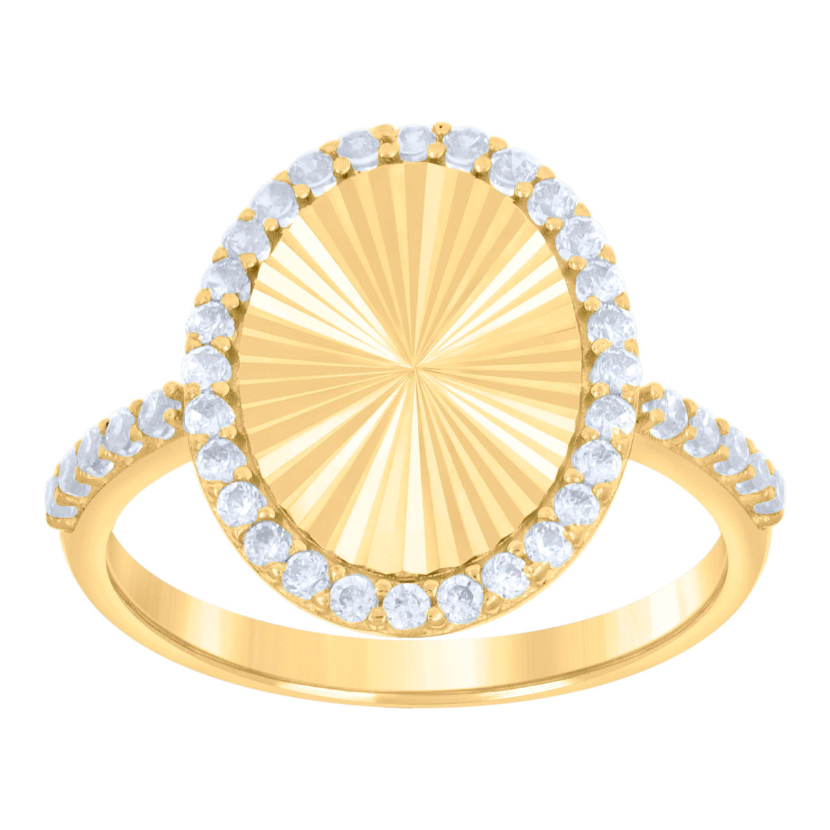 10kt Yellow Gold Womens Cubic-Zirconia Oval Fashion Ring