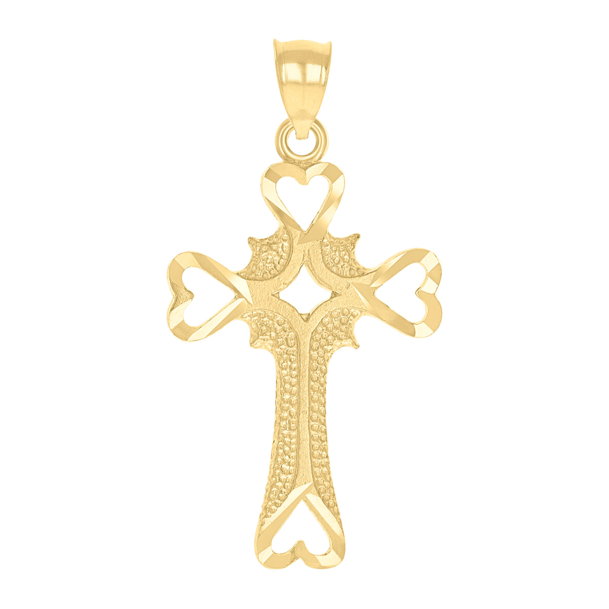 10kt Yellow Gold Womens Mens Unisex Cross Heart Charm Pendant