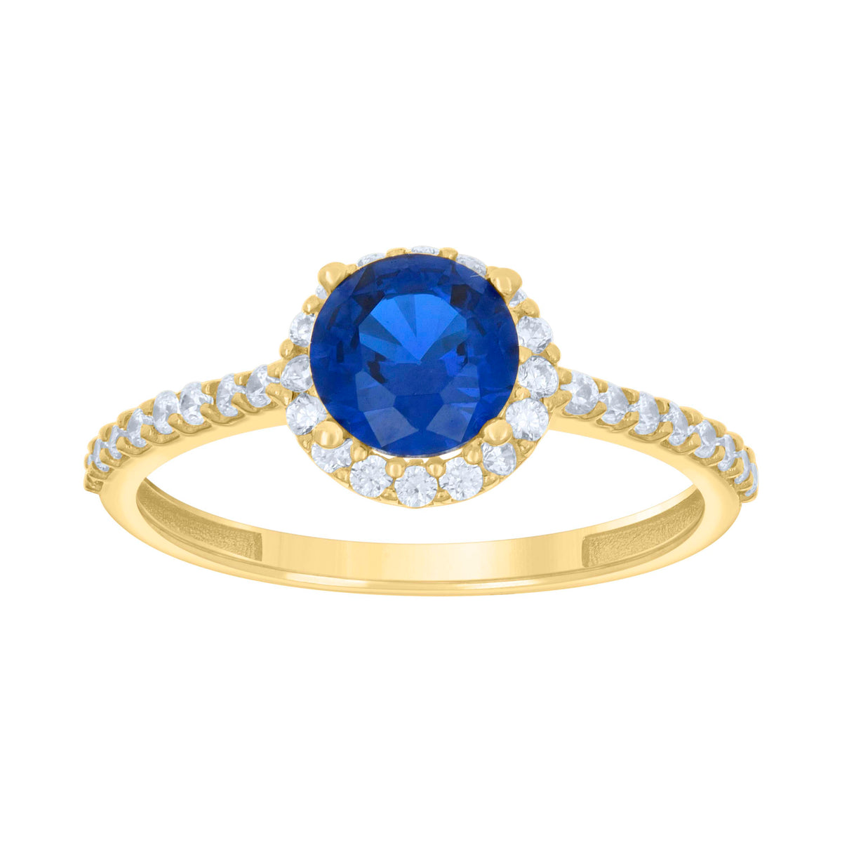 10kt Yellow Gold Womens Blue White Cubic-Zirconia Fashion Ring