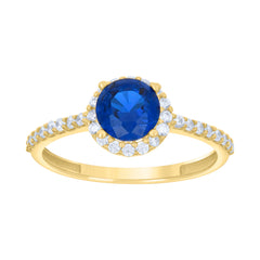 10kt Yellow Gold Womens Blue White Cubic-Zirconia Fashion Ring