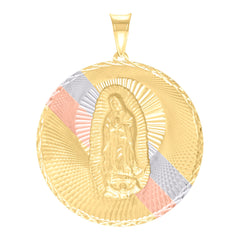 10kt Yellow Gold Womens Diamond-Cut Guadalupe Religious Ring