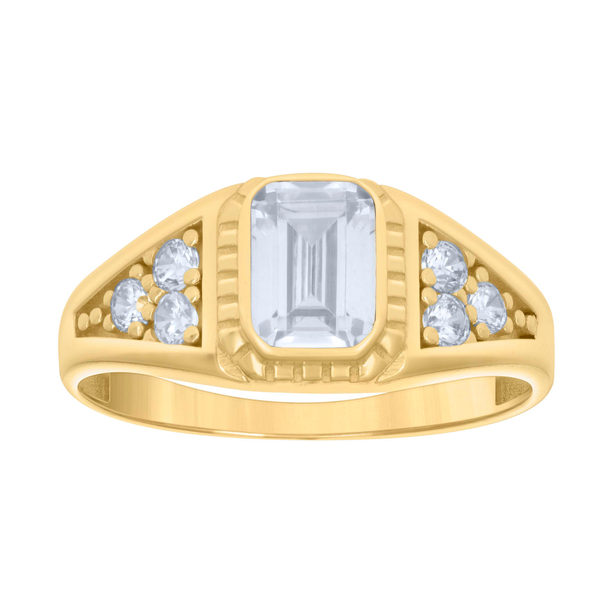 14kt Yellow Gold Womens Emerald Round Cubic-Zirconia Fashion Ring