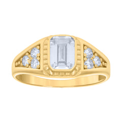 14kt Yellow Gold Womens Emerald Round Cubic-Zirconia Fashion Ring