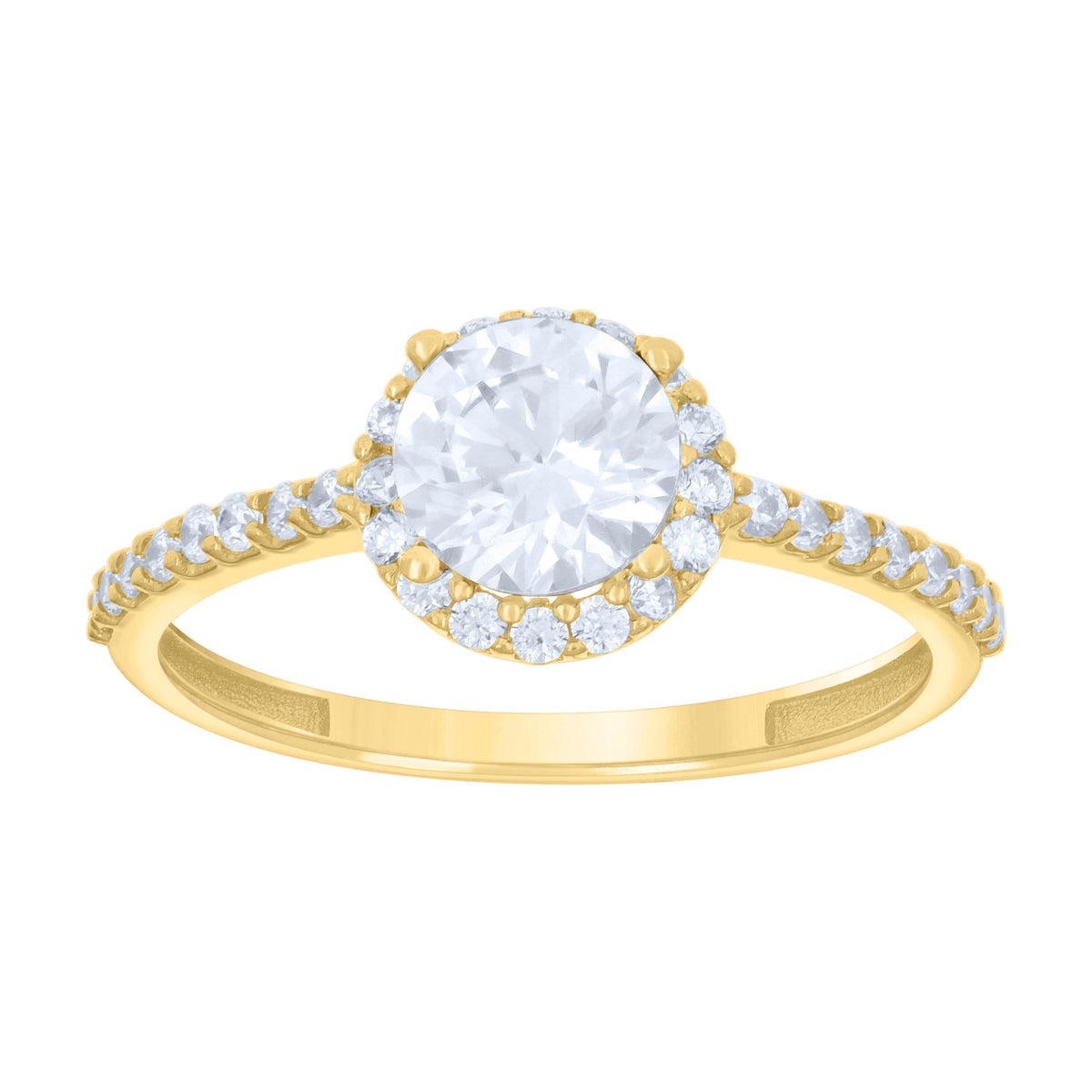 14kt Yellow Gold Womens Cubic-Zirconia Halo Fashion Ring