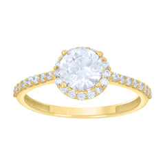 14kt Yellow Gold Womens Cubic-Zirconia Halo Fashion Ring