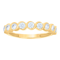 14kt Yellow Gold Womens Cubic-Zirconia Half Eternity Ring