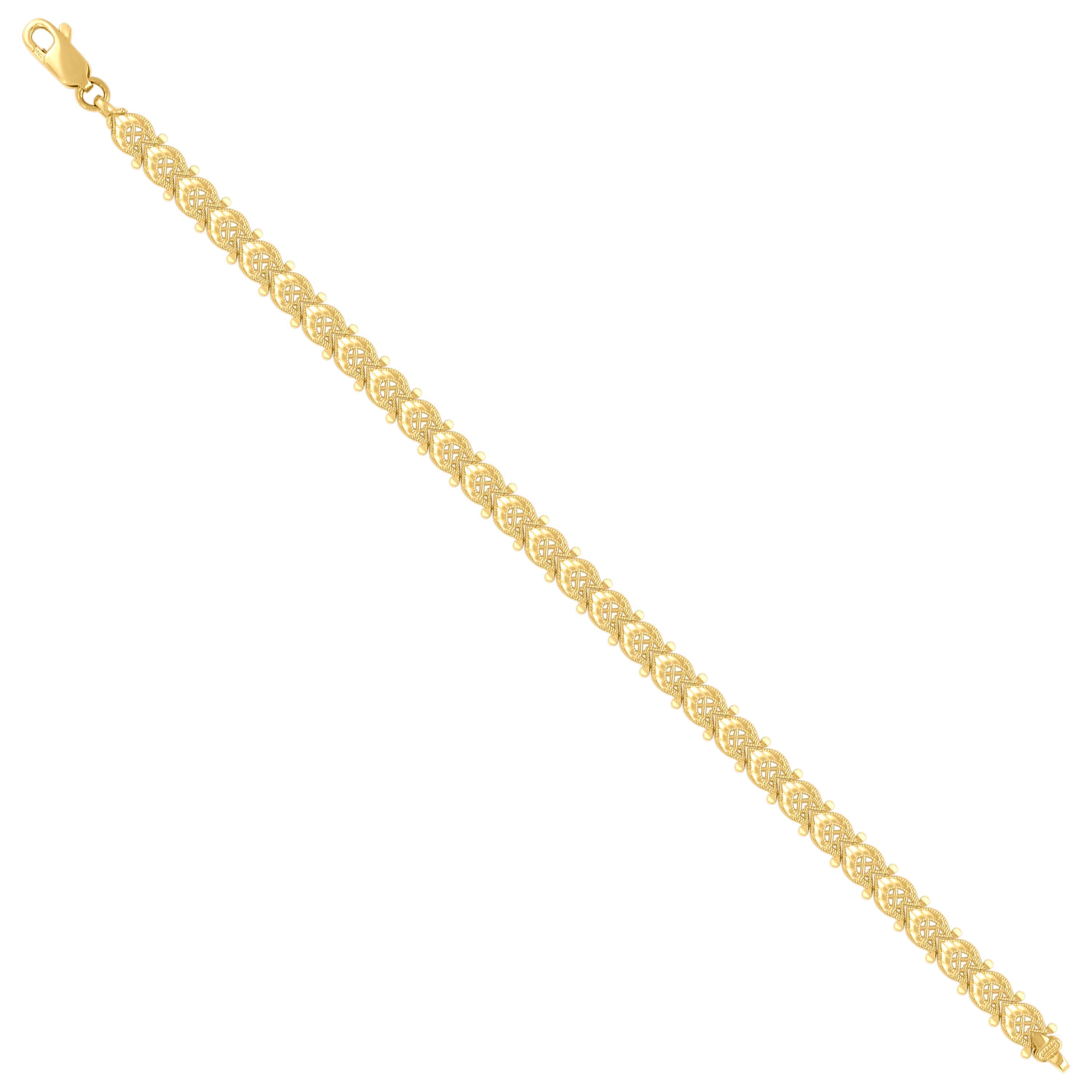 10kt Yellow Gold Womens Heart Link 7" Bracelet