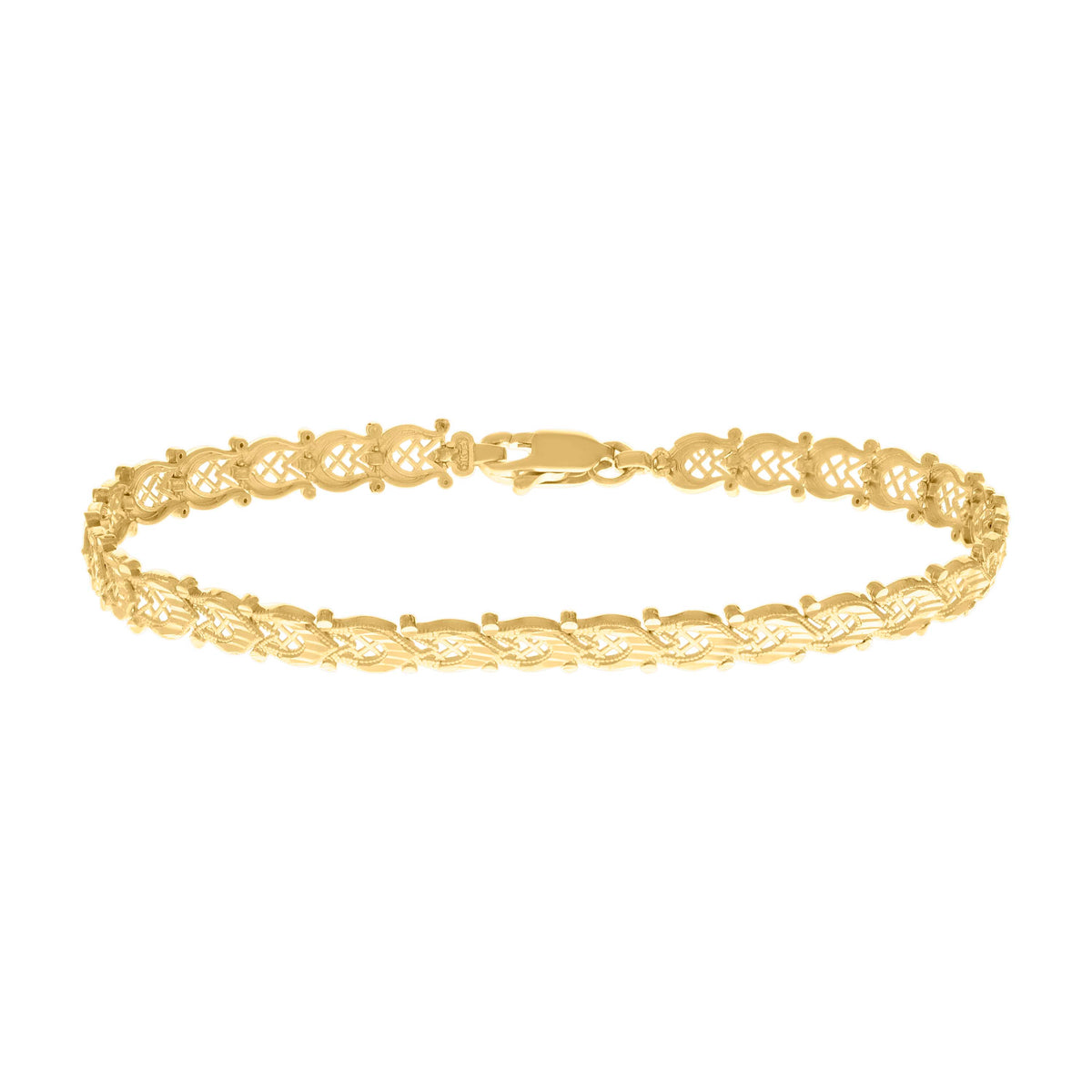 10kt Yellow Gold Womens Heart Link 7" Bracelet