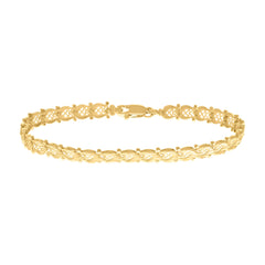 10kt Yellow Gold Womens Heart Link 7" Bracelet