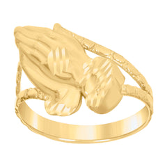 10kt Yellow Gold Womens Praying Hands Symbol Religious Ring