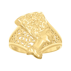 10kt Yellow Gold Womens Diamond-Cut Nefertiti Egyptian Ring