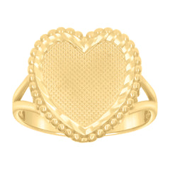10kt Yellow Gold Womens Diamond-Cut Heart Ring