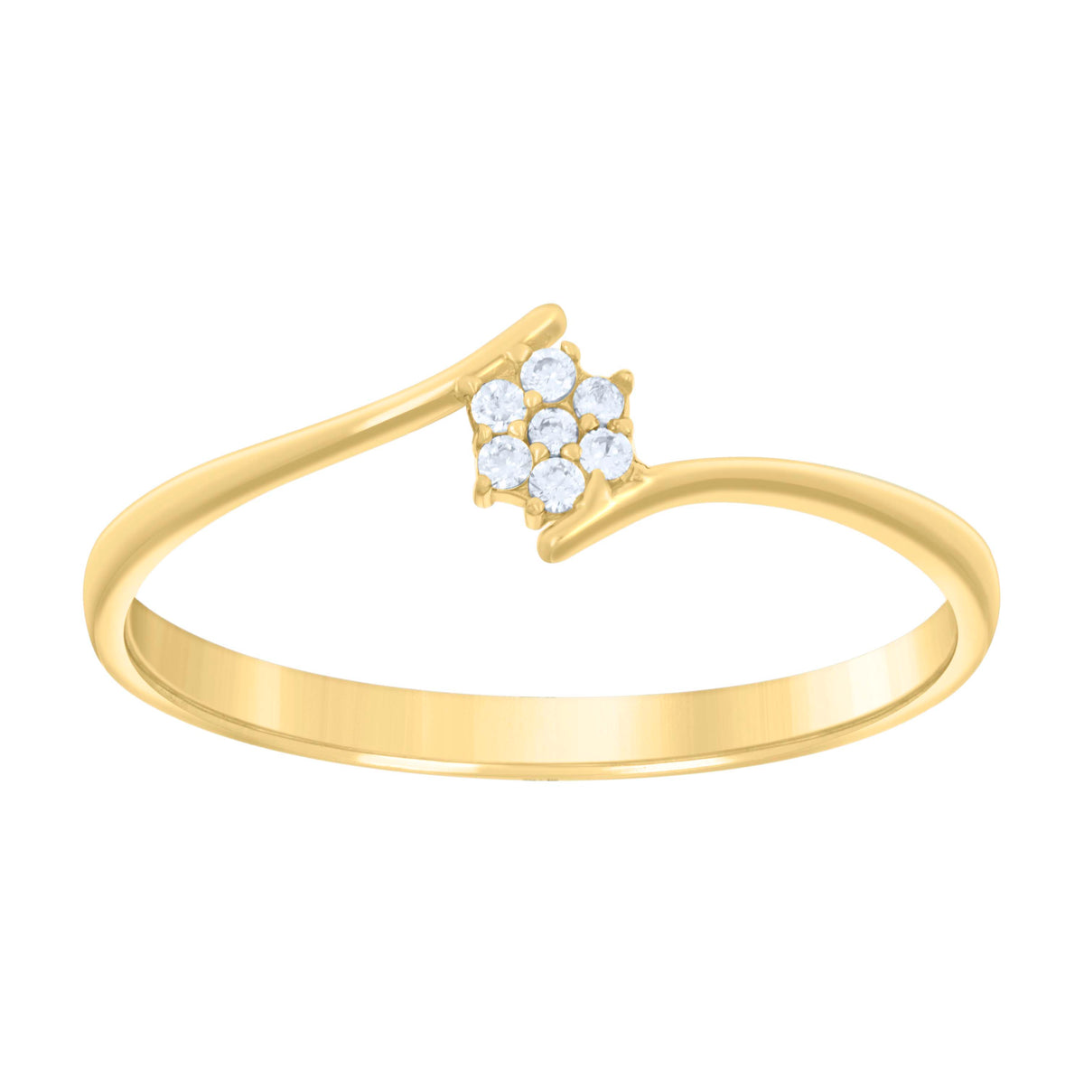 14kt Yellow Gold Womens Cubic-Zirconia Flower Fashion Ring