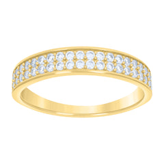 14kt Yellow Gold Womens Cubic-Zirconia Two Row CZ Fashion Ring