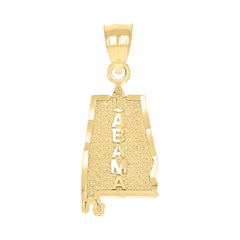 10kt Yellow Gold Mens Textured Alabama State Map Charm Pendant