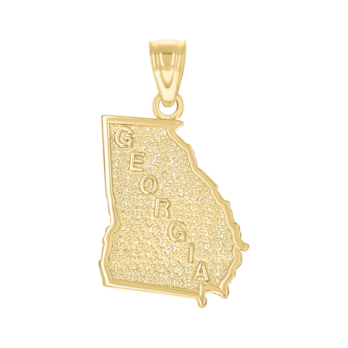 10kt Yellow Gold Mens Textured Georgia State Map Charm Pendant